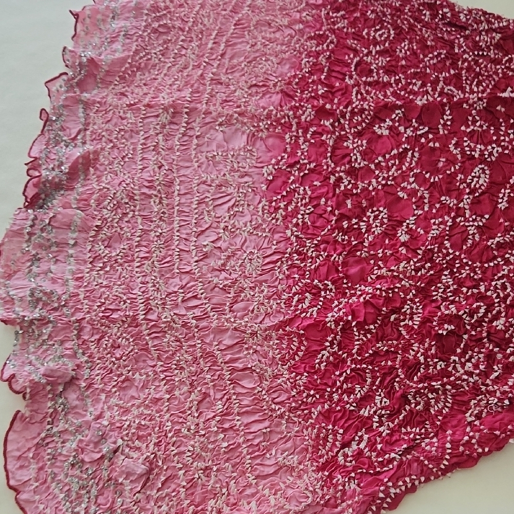 Chaudry Pink Ombre Knee Length Boho Chic Ruched Skirt  Bottom  Size M - Picture 3 of 5